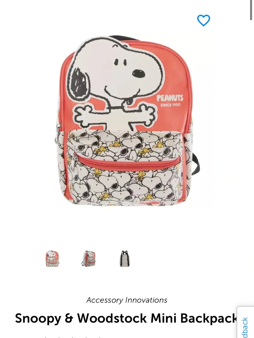 Snoopy & Woodstock Mini Backpack - Coral/White